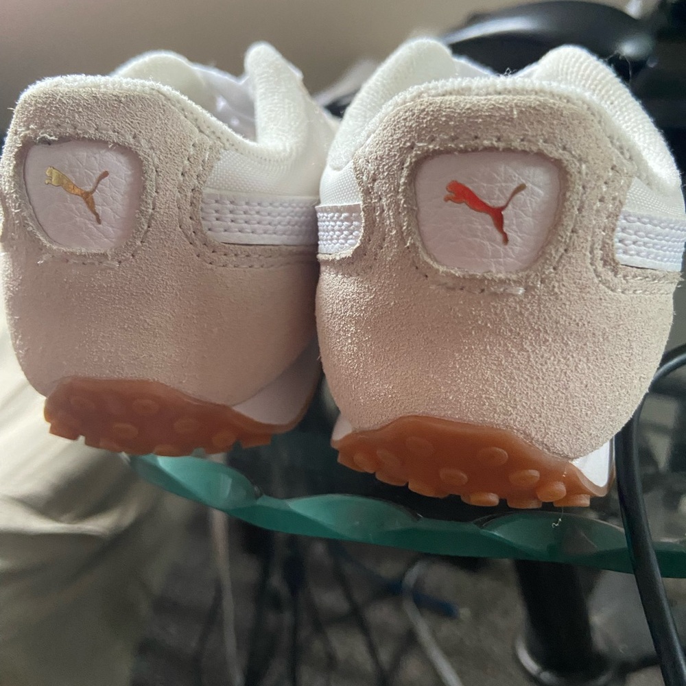 Puma Kids White and Gold Sneakers